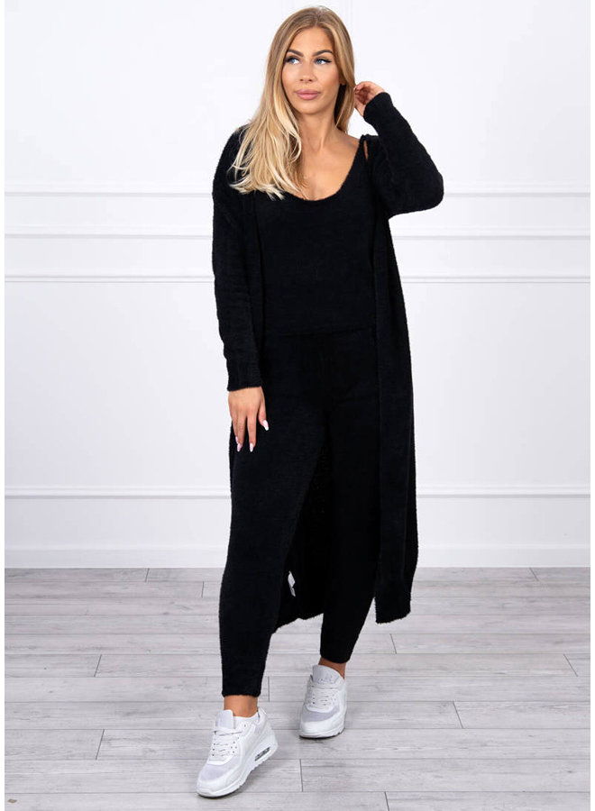Dames Huispak 3 Delig Lang Zwart
