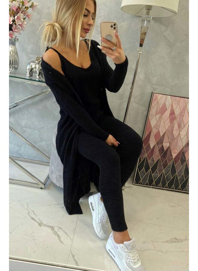 Dames Huispak 3 Delig Lang Zwart