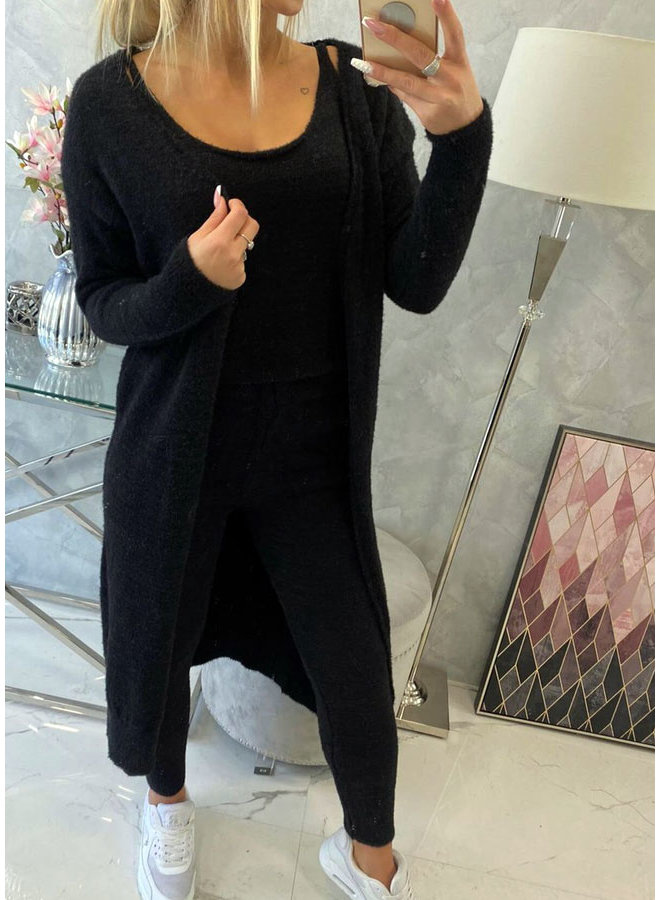 Dames Huispak 3 Delig Lang Zwart