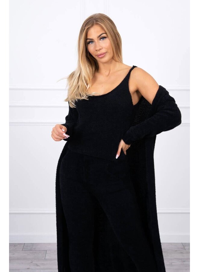 Dames Huispak 3 Delig Lang Zwart