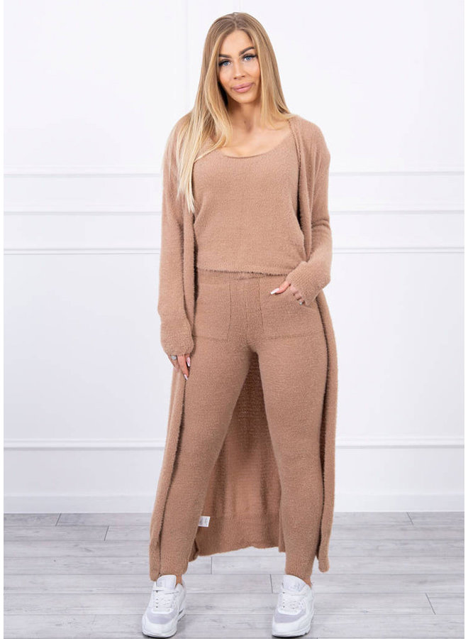 Dames Huispak 3 Delig Lang Beige