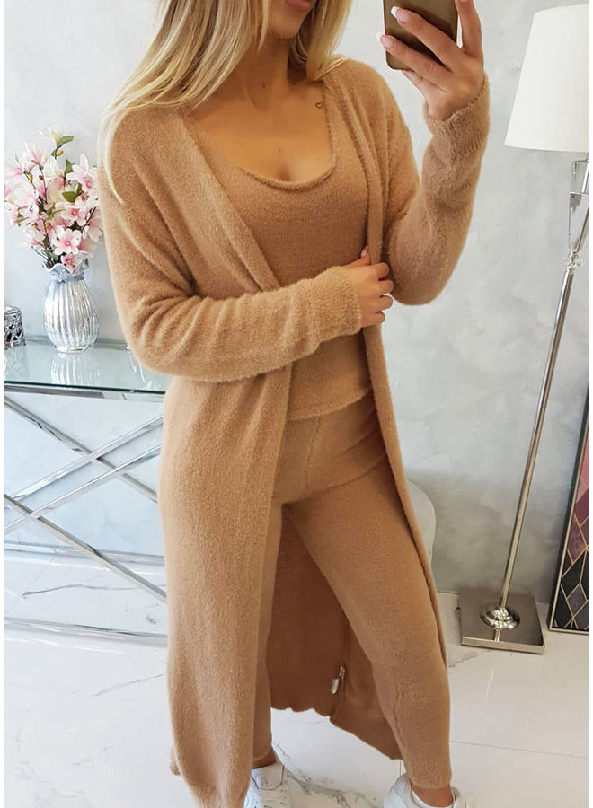 Dames Huispak 3 Delig Lang Beige