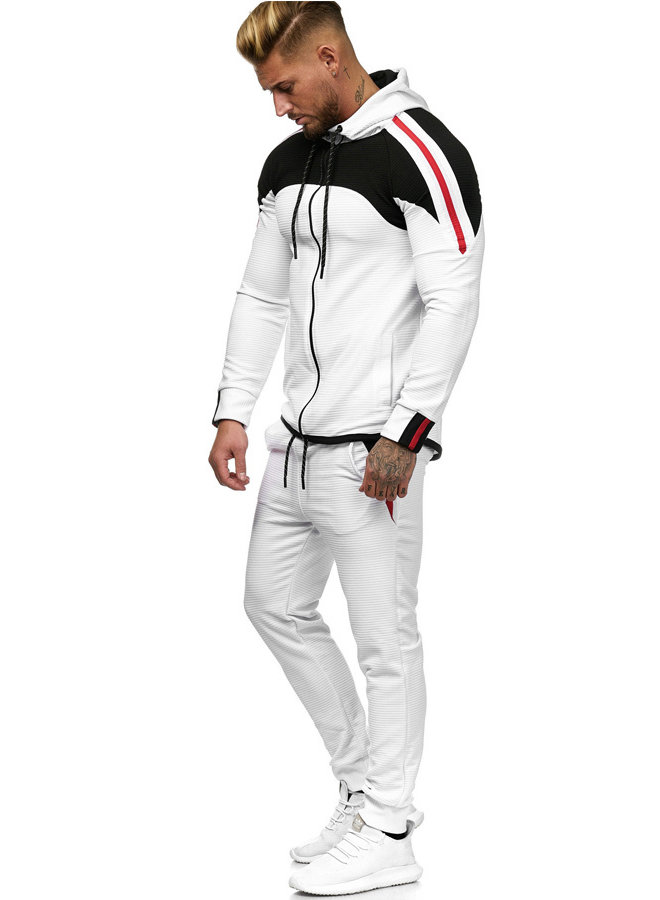 Heren Trainingspak Geribbeld Wit