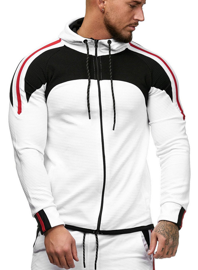 Heren Trainingspak Geribbeld Wit