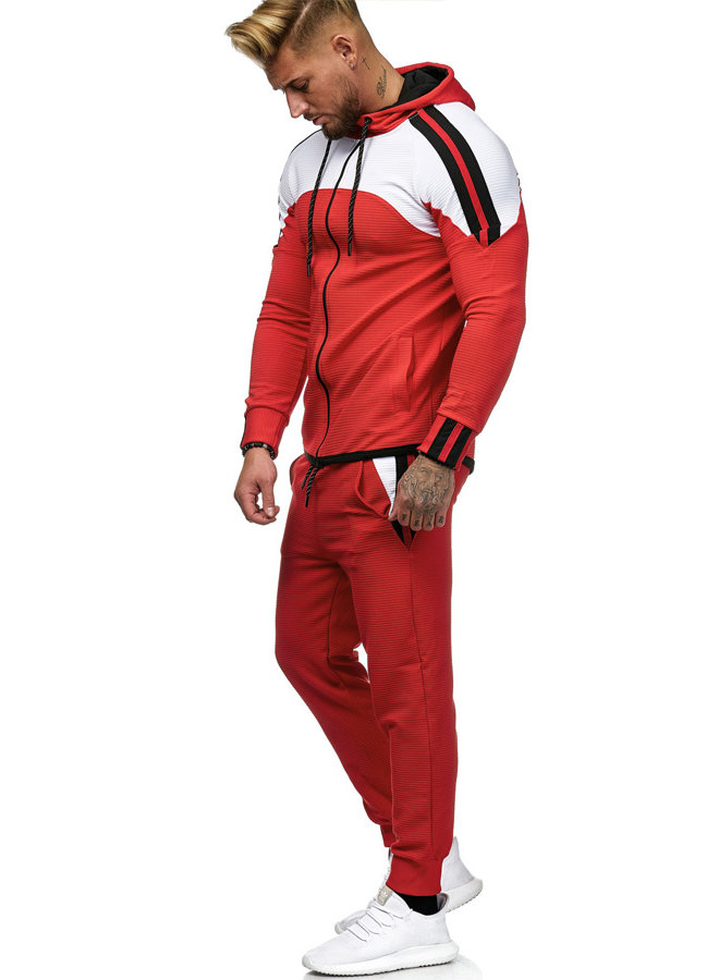 Heren Trainingspak Geribbeld Rood