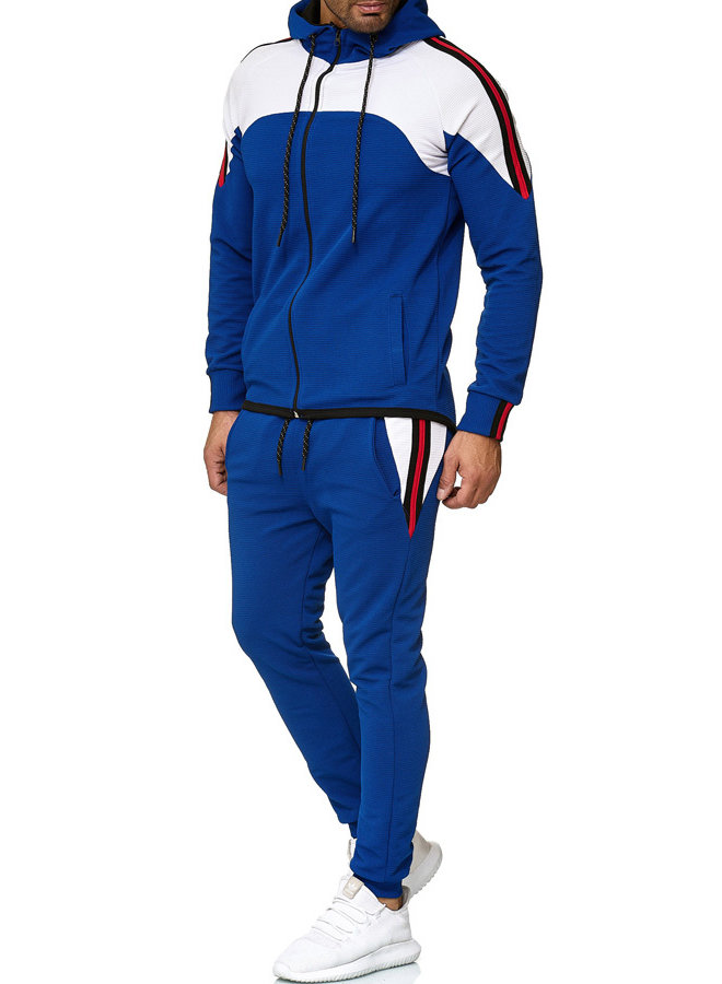 Heren Trainingspak Geribbeld Blauw