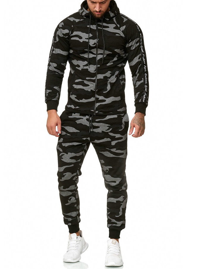 Heren Trainingspak Camouflage Zwart