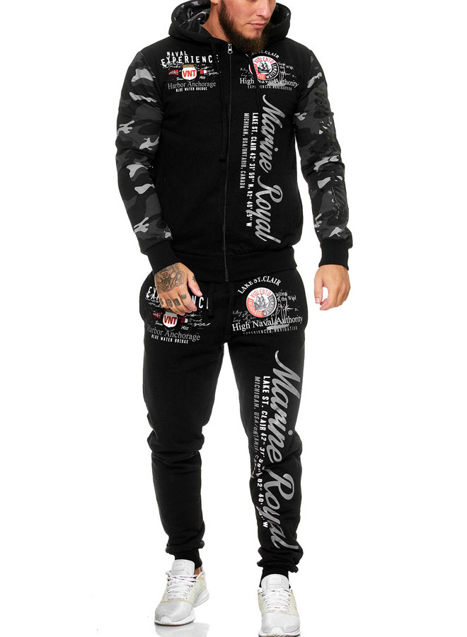 (Uitverkocht) Heren Trainingspak Marine Royal Camouflage Grijs