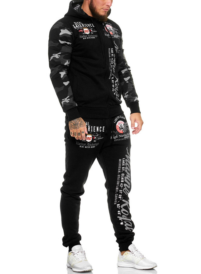 (Uitverkocht) Heren Trainingspak Marine Royal Camouflage Grijs