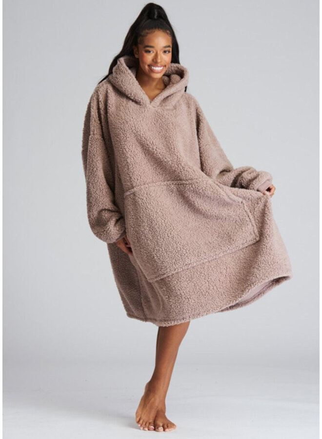 Hoodie Deken Teddy Taupe
