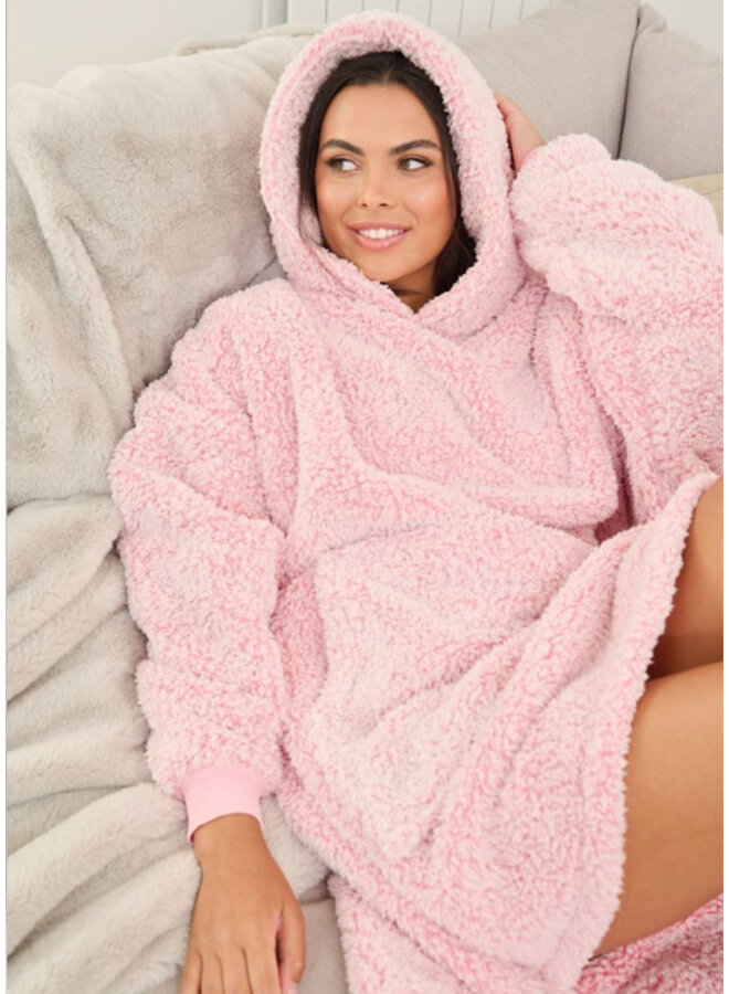 Hoodie Deken Teddy Roze