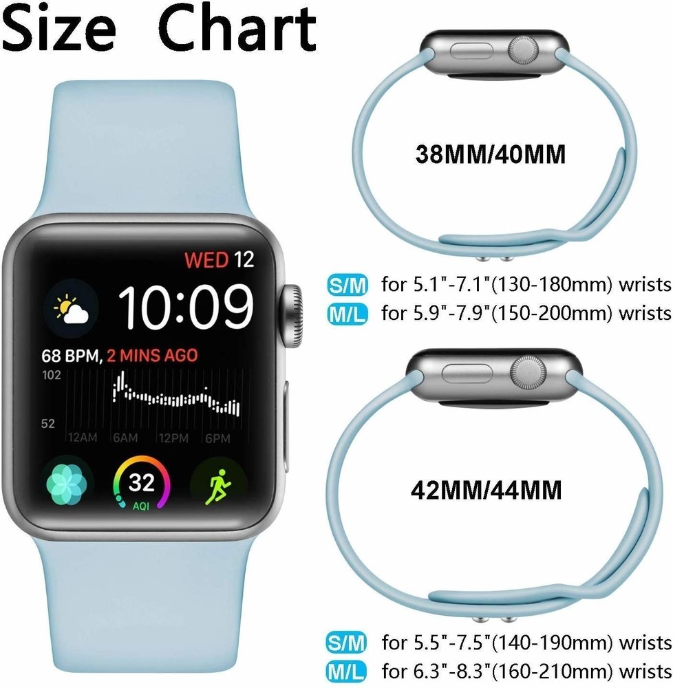 Strap-it Strap-it Bracelet silicone Apple Watch (bleu clair)