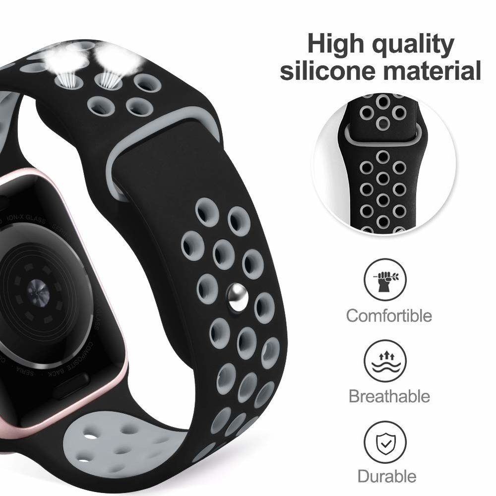 Strap-it Strap-it Bracelet sport Apple Watch (noir/gris)