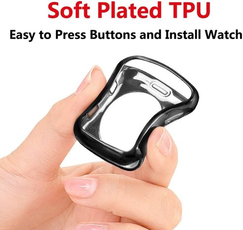 Strap-it Strap-ItCoque de protection Apple Watch TPU (noir métallique)