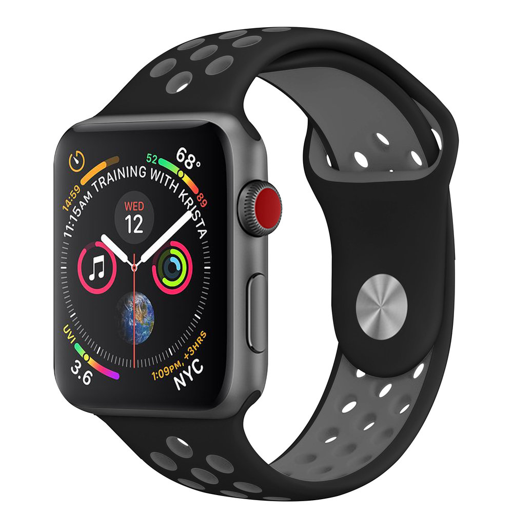 Strap-it Strap-it Bracelet sport Apple Watch + Strap-It Étui TPU (noir/gris)