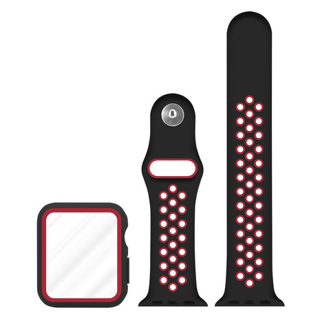 Strap-it Strap-it Bracelet sport Apple Watch + Strap-It Étui TPU (noir/rouge) Strap-it Strap-it Bracelet sport Apple Watch + Strap-It Étui TPU (noir/rouge)