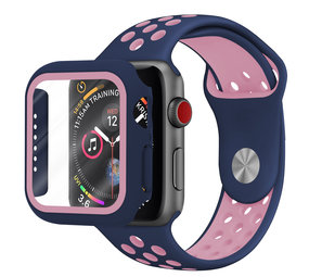 Strap-it Bracelet sport Apple Watch + étui TPU (bleu/rose)