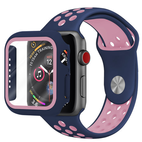 Strap-it Strap-it Bracelet sport Apple Watch + Strap-It Étui TPU (bleu/rose)