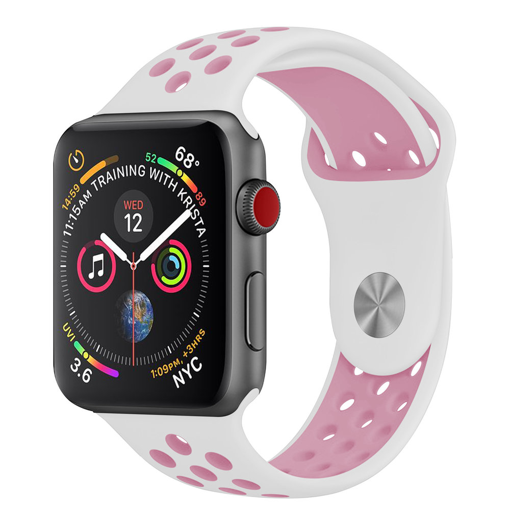 Strap-it Strap-it Bracelet sport Apple Watch + Strap-It Étui TPU (blanc/rose) Strap-it Strap-it Bracelet sport Apple Watch + Strap-It Étui TPU (blanc/rose)