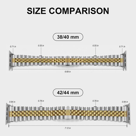 Strap-it Strap-it Bracelet acier Apple Watch Jubilé (argent/or) Strap-it Strap-it Bracelet acier Apple Watch Jubilé (argent/or)
