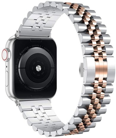 Strap-it Strap-it Bracelet acier Apple Watch Jubilé (argent/or rose)