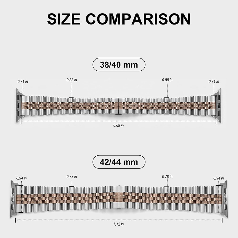 Strap-it Strap-it Bracelet acier Apple Watch Jubilé (argent/or rose)