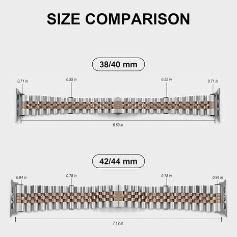 Strap-it Strap-it Bracelet acier Apple Watch Jubilé (argent/or rose)