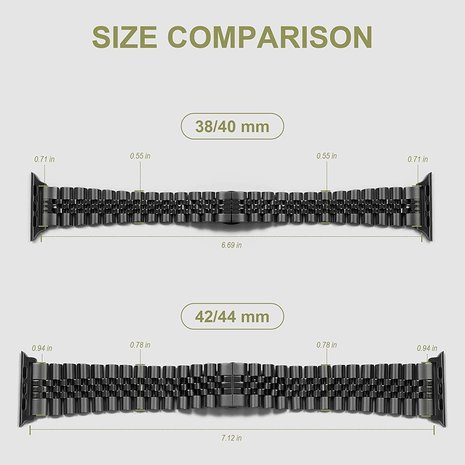 Strap-it Strap-it Bracelet acier Apple Watch Jubilé (noir)