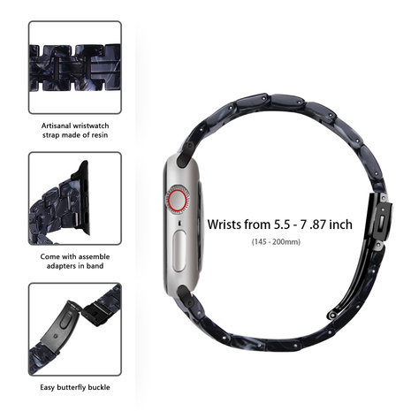 Strap-it Strap-it Bracelet résine Apple Watch (noir/blanc) Strap-it Strap-it Bracelet résine Apple Watch (noir/blanc)