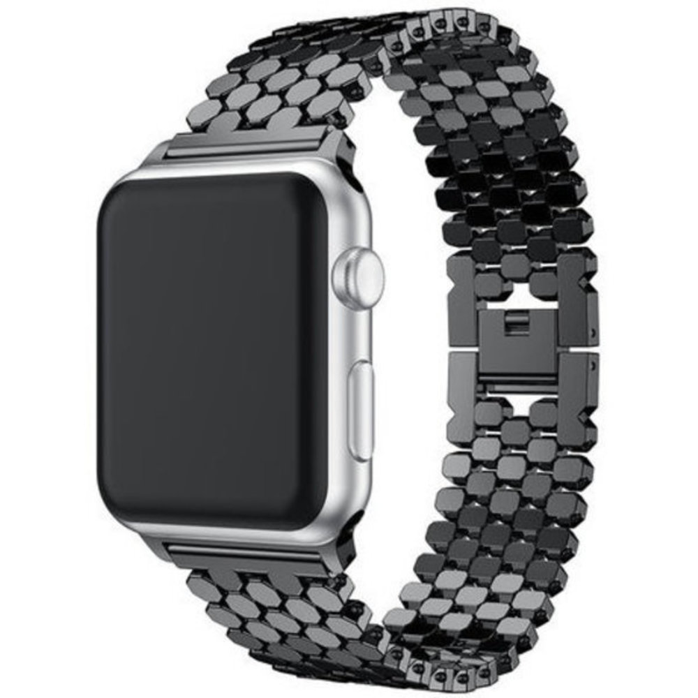 Strap-it Strap-it Bracelet acier poisson Apple Watch (noir)