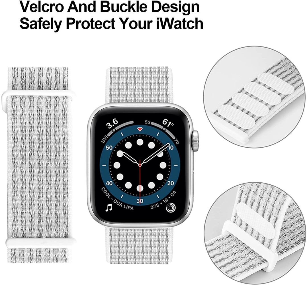 Bracelet nylon élastique sport, réglable, souple, lavable - Blanc - Apple  Watch 42mm / 44mm / 45mm - Acheter sur PhoneLook