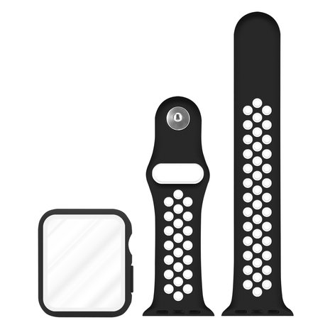 Strap-it Strap-it Bracelet sport Apple Watch 7 + Strap-It Étui TPU (blanc/noir) Strap-it Strap-it Bracelet sport Apple Watch 7 + Strap-It Étui TPU (blanc/noir)