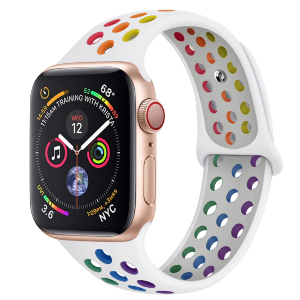 Bracelet sport Apple Watch (blanc / multicolore) Braceletsmartwatch.fr