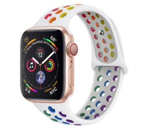 Strap-it Bracelet sport Apple Watch (blanc / multicolore)