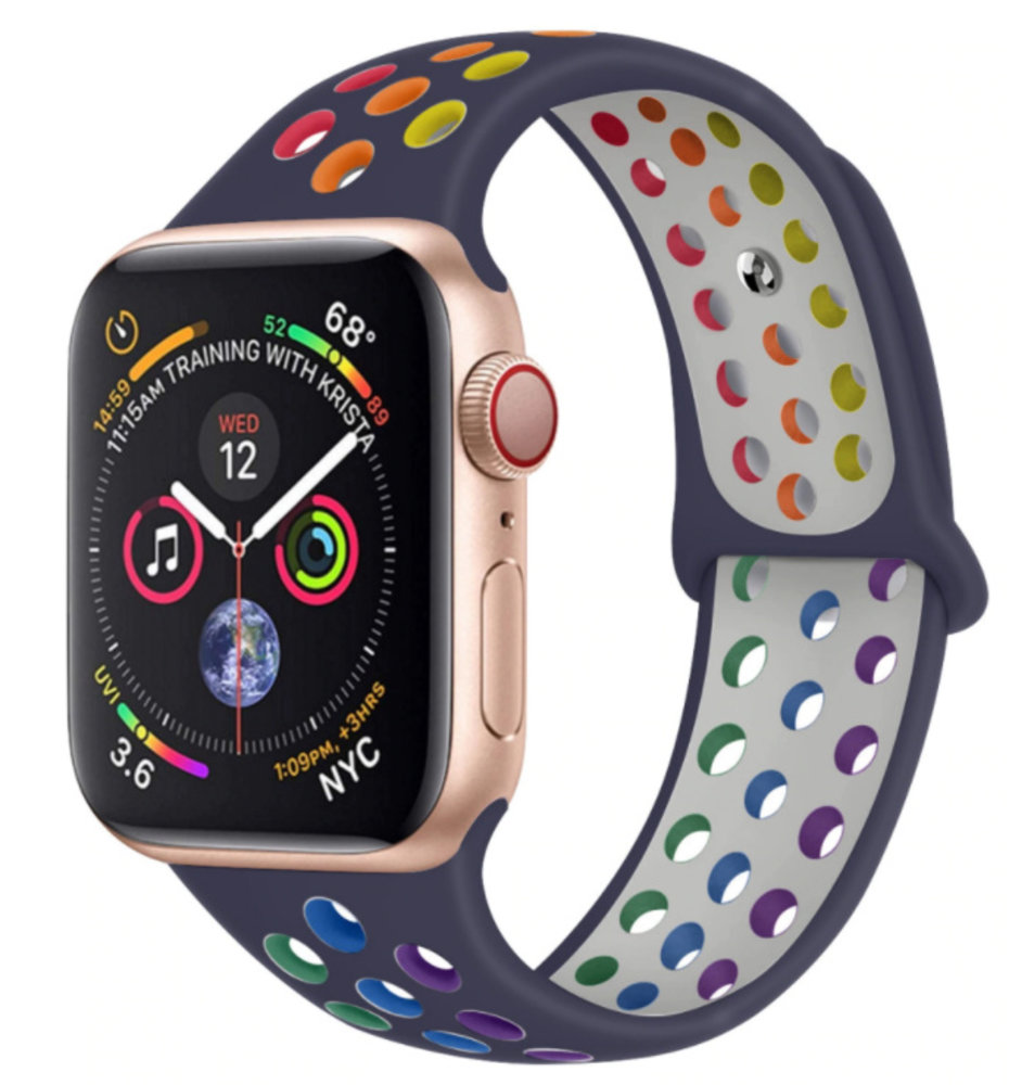 Bracelet sport Apple Watch (bleu foncé / multicolore