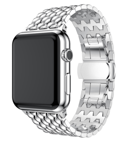 Strap-it Strap-it Bracelet acier dragon Apple Watch (argent)
