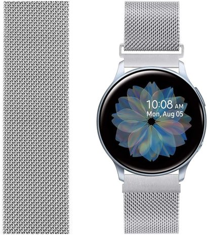 Strap-it Strap-it Bracelet Milanais Samsung Galaxy Watch Active (argent)