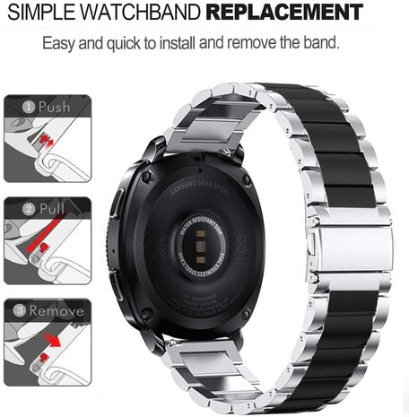 Strap-it Strap-it Bracelet acier Samsung Galaxy Watch 42mm (argent/noir)
