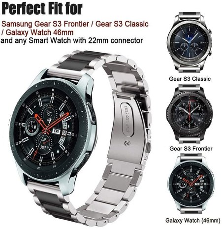 Strap-it Strap-it Samsung Galaxy Watch bracelet acier 46mm (argent/noir)