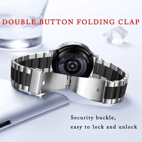 Strap-it Strap-it Bracelet acier Samsung Galaxy Watch Active (argent/noir)