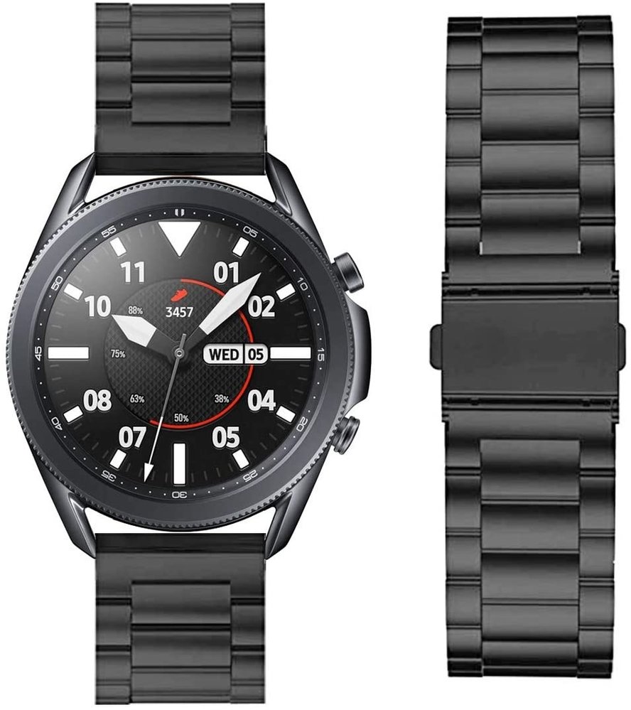 Strap-it Strap-it Samsung Galaxy Watch 3 bracelet acier 45mm (noir) Strap-it Strap-it Samsung Galaxy Watch 3 bracelet acier 45mm (noir)