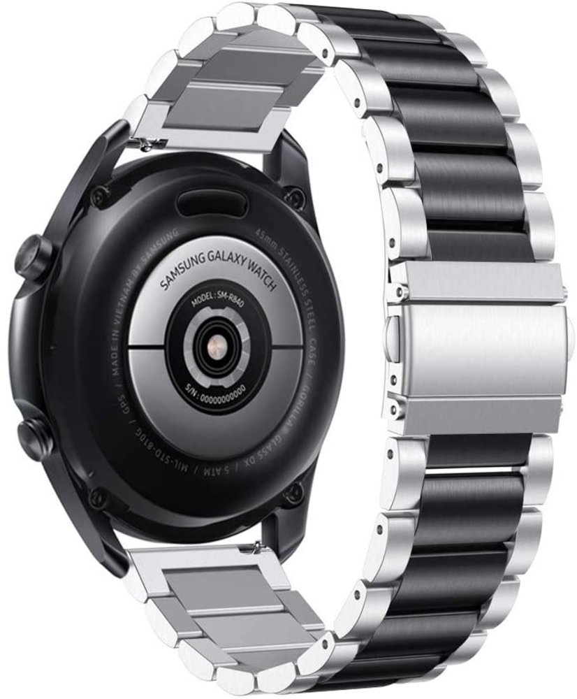 Strap-it Strap-it Bracelet acier Samsung Galaxy Watch 3 45mm (argent/noir) Strap-it Strap-it Bracelet acier Samsung Galaxy Watch 3 45mm (argent/noir)