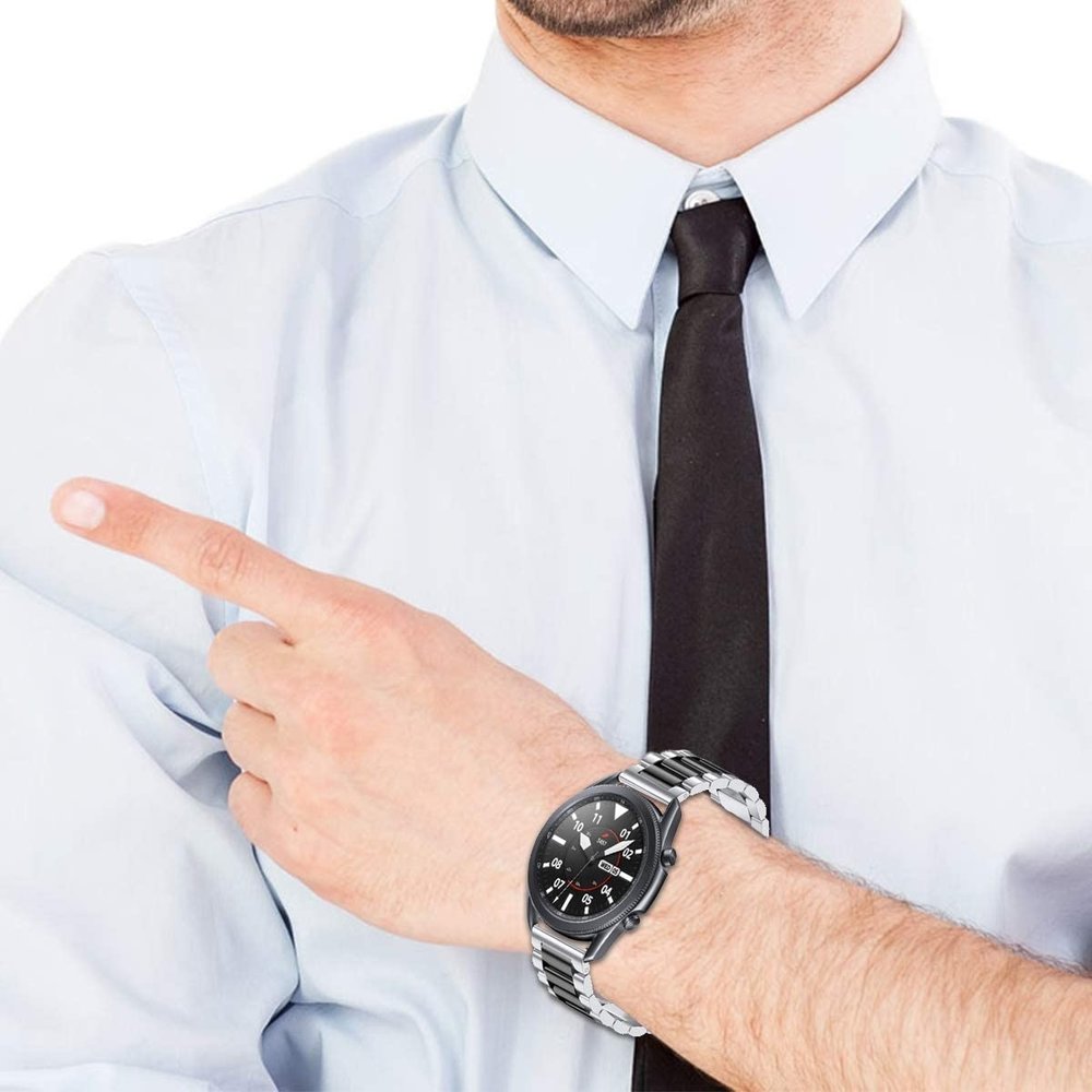 Strap-it Strap-it Bracelet acier Samsung Galaxy Watch 3 45mm (argent/noir) Strap-it Strap-it Bracelet acier Samsung Galaxy Watch 3 45mm (argent/noir)