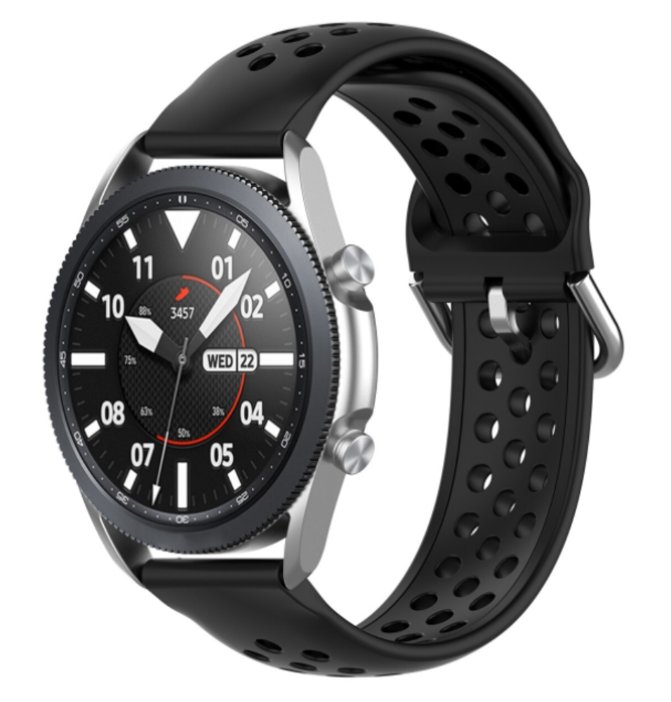 Strap-it Strap-it Bracelet silicone avec trous Samsung Galaxy Watch 3 45mm (noir)