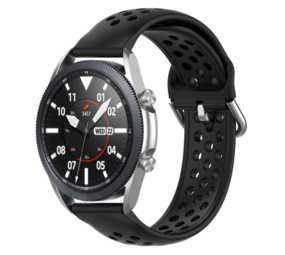 Strap-it Bracelet silicone avec trous Samsung Galaxy Watch 3 45mm (noir)