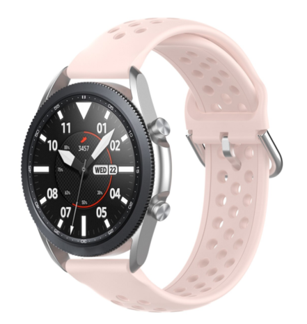 Strap-it Strap-it Bracelet silicone avec trous Samsung Galaxy Watch 3 45mm (rose)