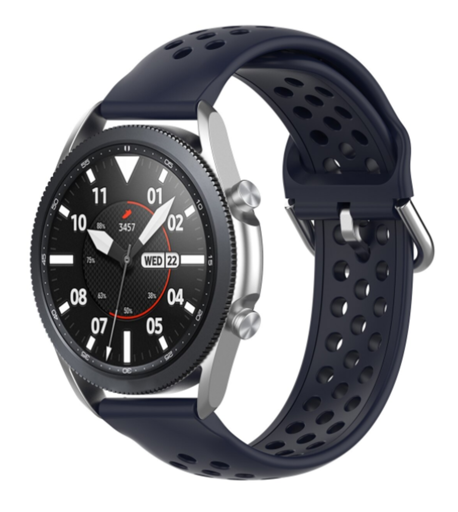 Strap-it Strap-it Bracelet silicone avec trous Samsung Galaxy Watch 3 45mm (bleu foncé)