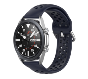 Strap-it Bracelet silicone avec trous Samsung Galaxy Watch 3 45mm (bleu foncé)