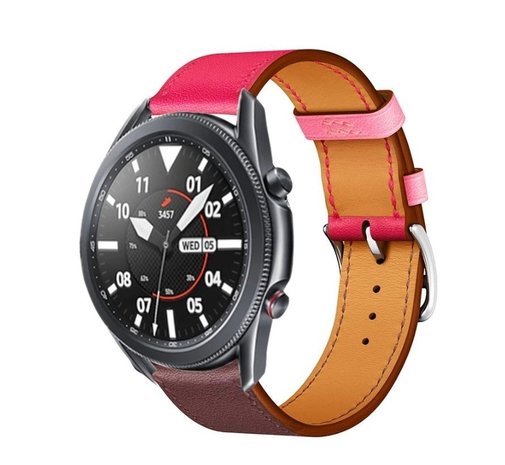 Strap-it Strap-it Bracelet cuir Samsung Galaxy Watch 3 45mm (rose/marron rouge) Strap-it Strap-it Bracelet cuir Samsung Galaxy Watch 3 45mm (rose/marron rouge)