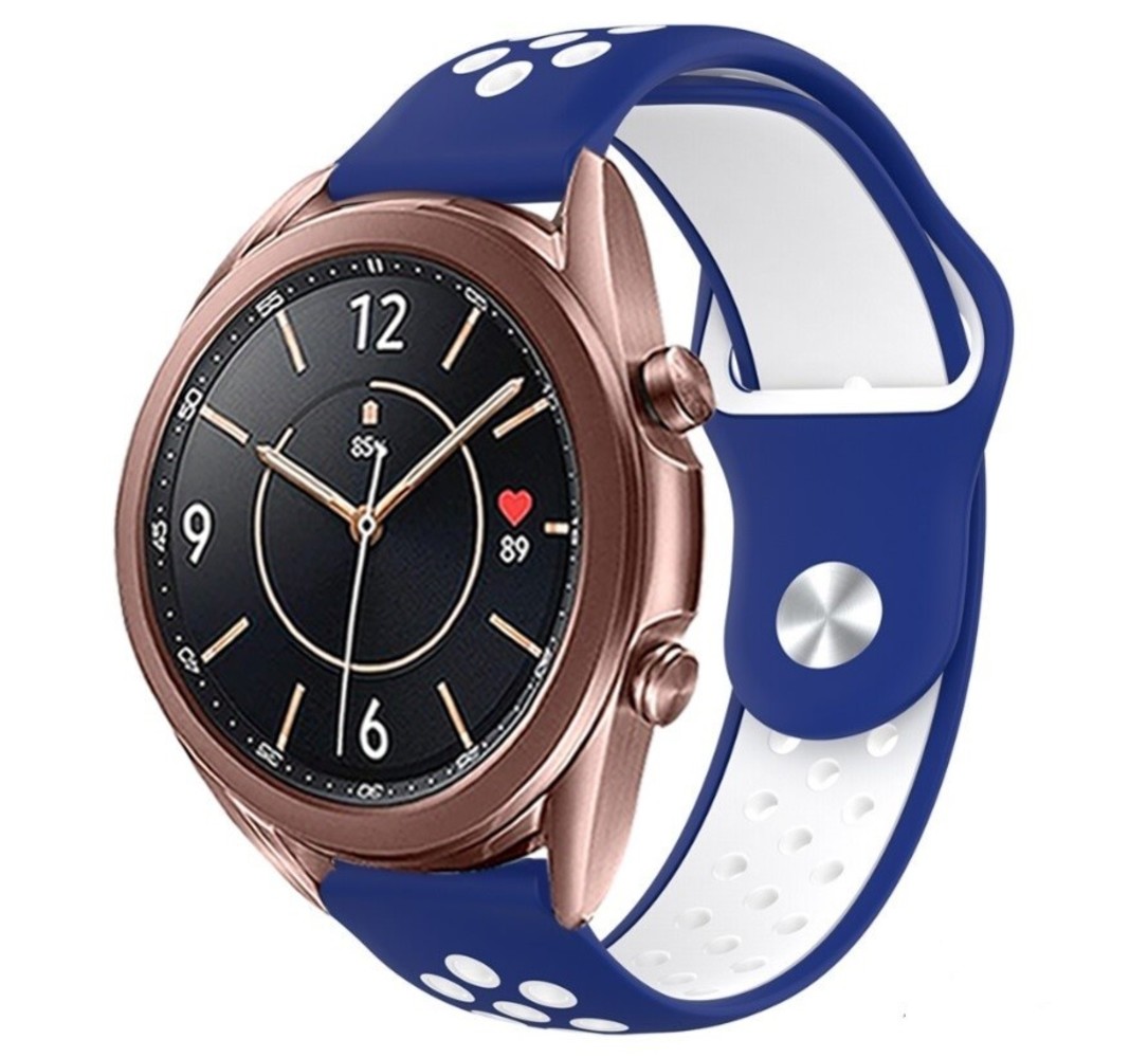 Strap-it Strap-it Samsung Galaxy Watch 3 bracelet sport 41mm (bleu/blanc) Strap-it Strap-it Samsung Galaxy Watch 3 bracelet sport 41mm (bleu/blanc)